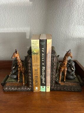 Giraffe & Elephant Decorative Bookends - Brown and Black